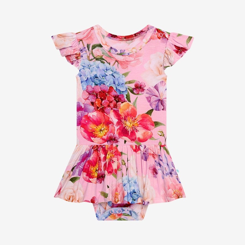 Ruffled Cap Sleeve Basic Twirl Skirt Bodysuit – Brisa 0-3m