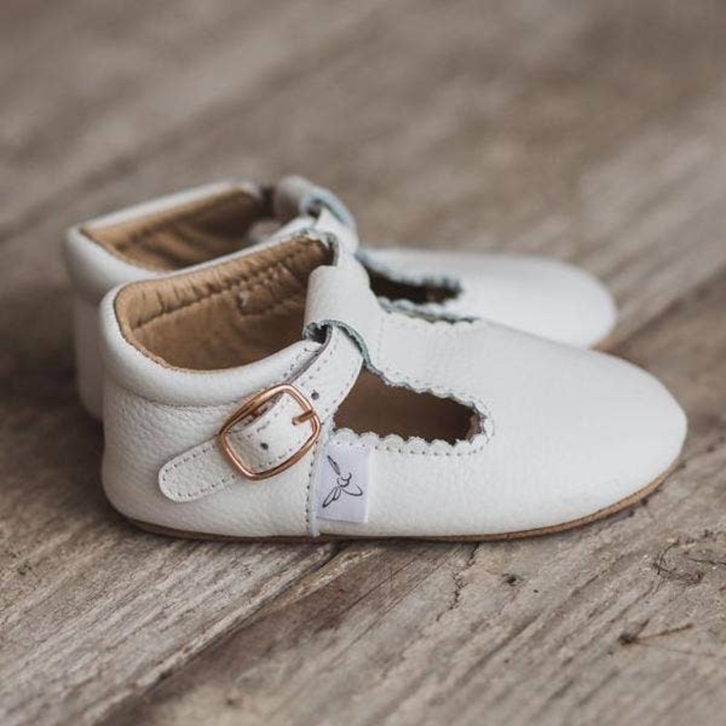 White T-Bar Moccasin with Anti-Slip Sole 2 (3-6m)