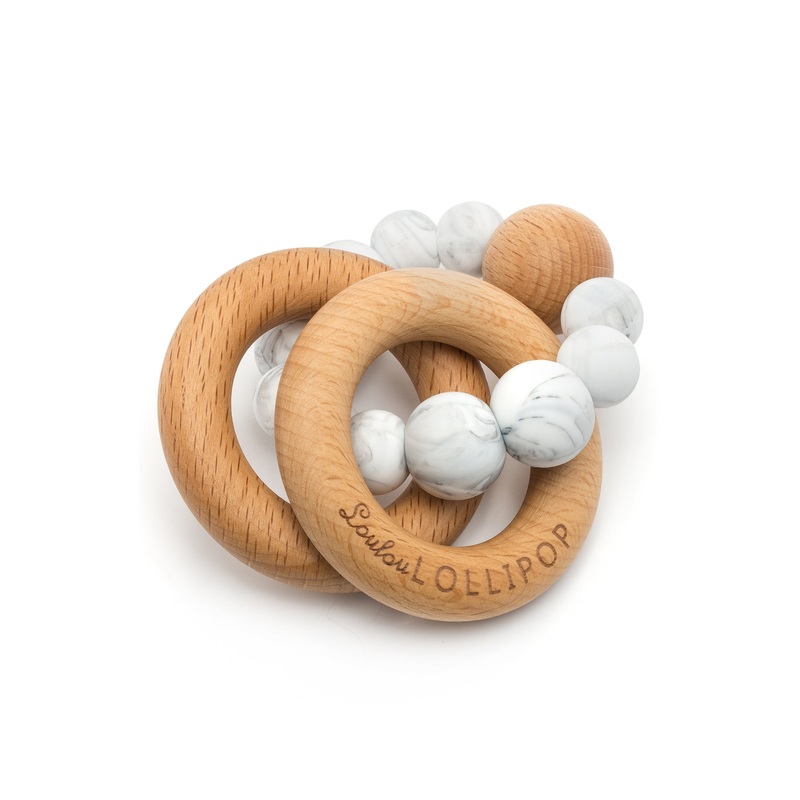 Bubble Silicone & Wood Teether – Marble