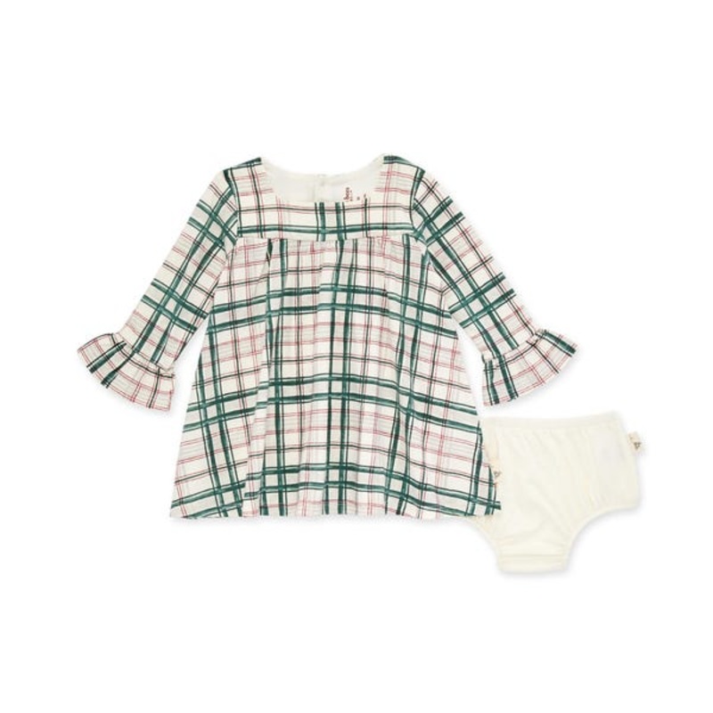 Irish Plaid Organic Cotton Dress & Diaper Cover 0-3m