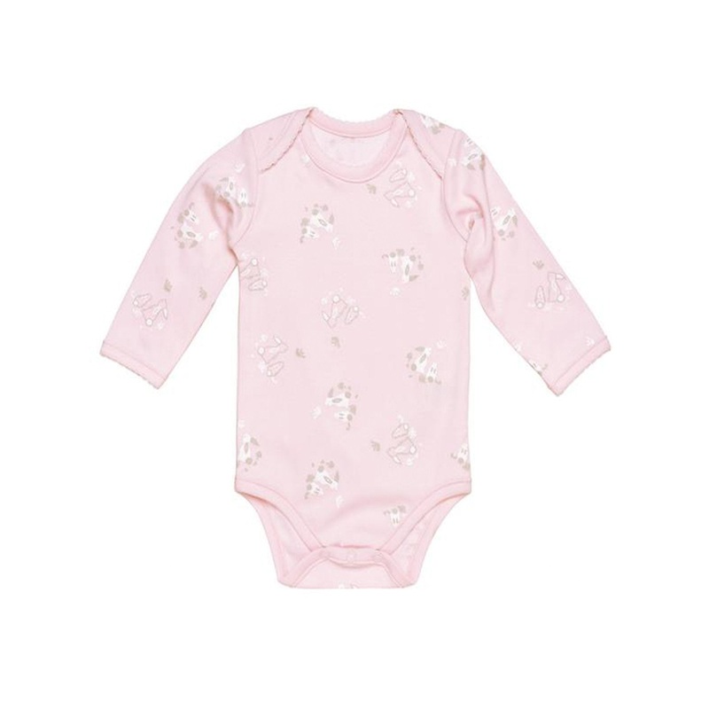 Long Sleeve Lap Shoulder Bodysuit – Pink Bunny Print Newborn-3m