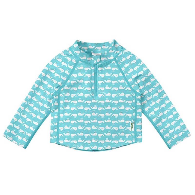 Long Sleeve Zip Rashguard Shirt – Aqua Whale Geo 6m