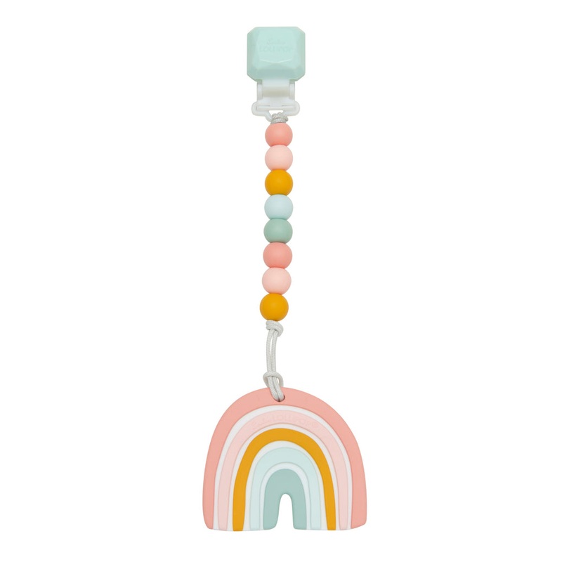 Silicone Teether With Gem Clip – Pastel Rainbow
