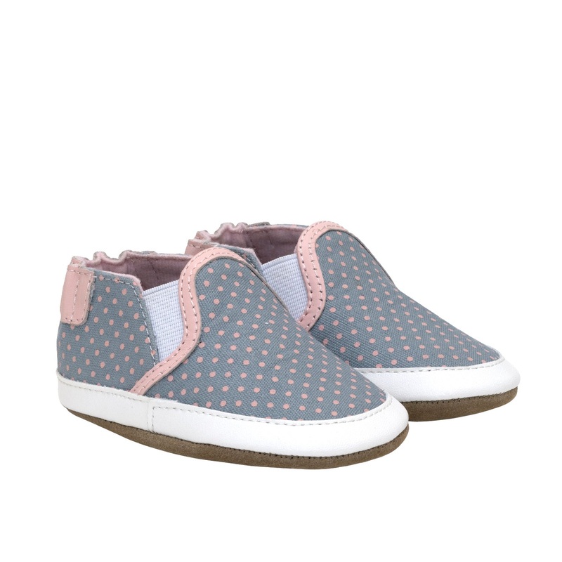 Soft Sole Polka Dot Polly – Grey/Pink Dot (0-6m)