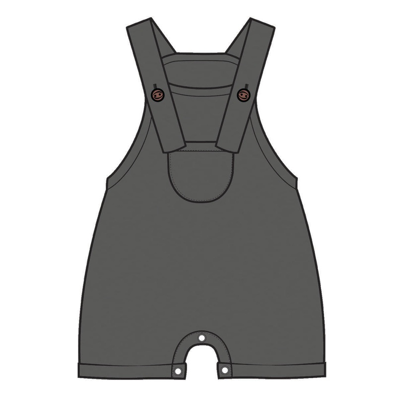Light Sweat Short Overall – Charcoal 0-3m