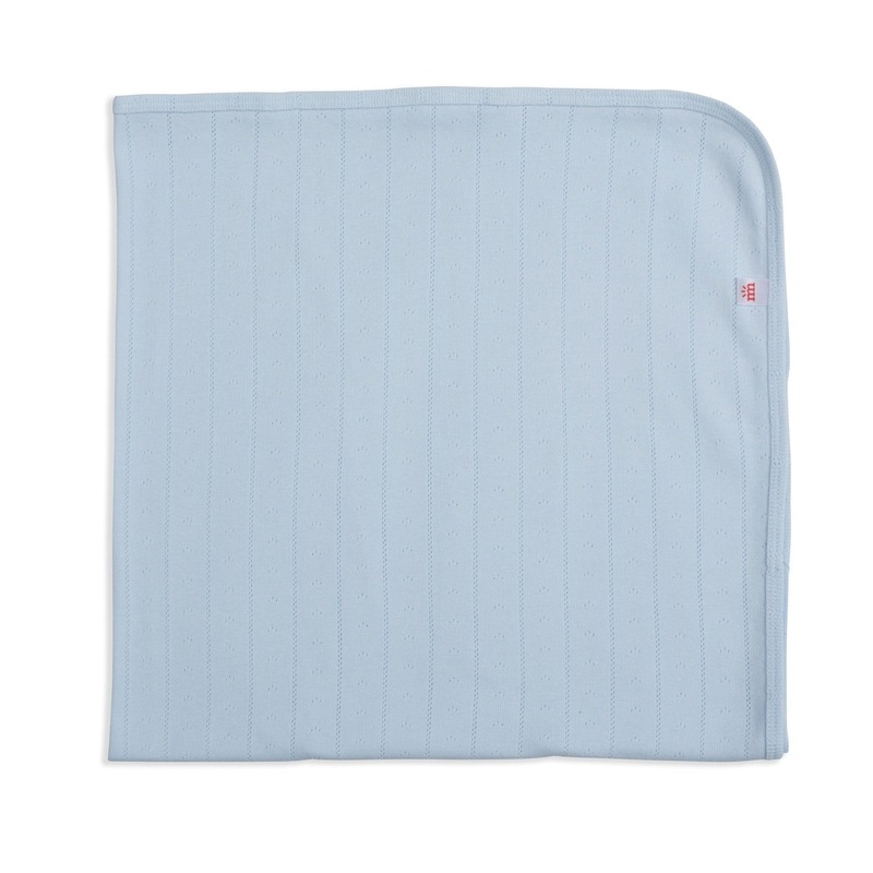 Organic Cotton Pointelle Baby Blanket – Love Lines Blue