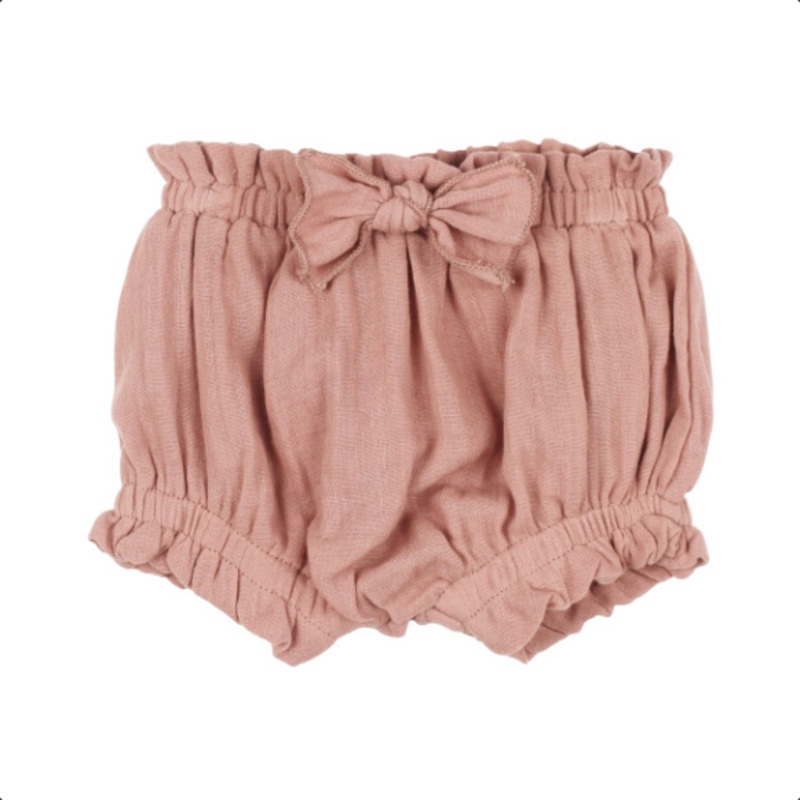 Organic Muslin Ruffle Bloomer – Desert Rose 0-3m