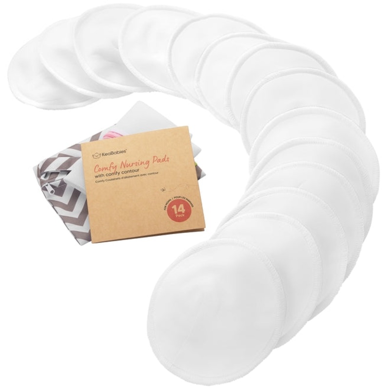 14PK Comfy Nursing Pads – Reusable – Soft White Medium 3.9″