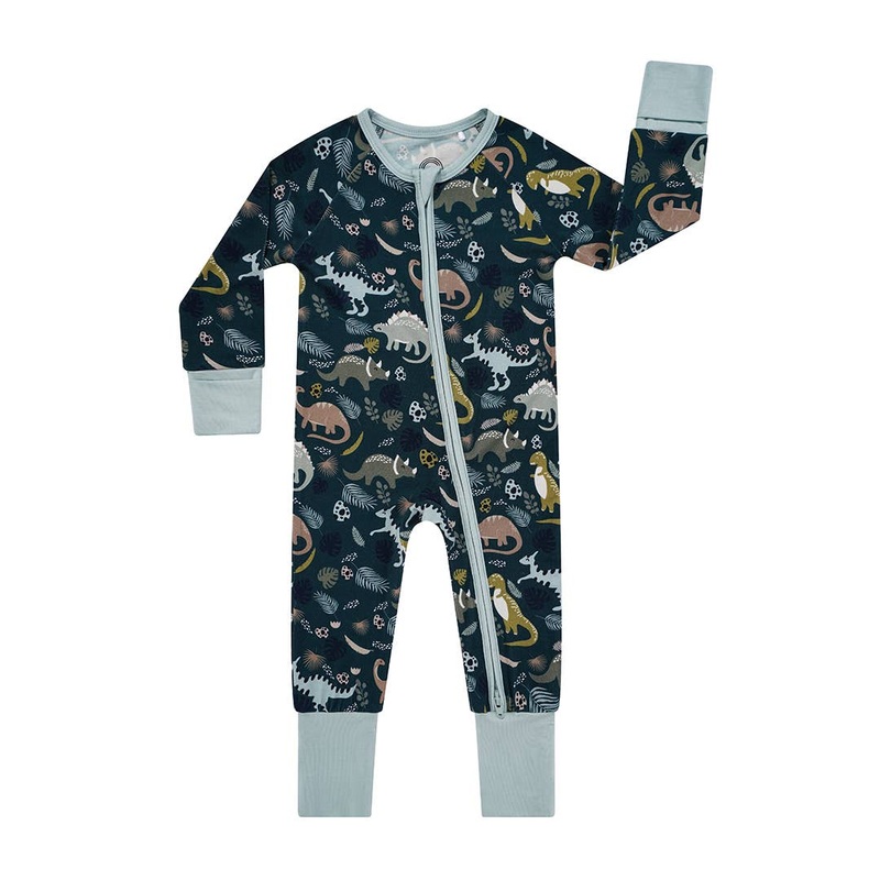 Bamboo Baby Convertible Romper – Prehistoric Friends Dinosaur 0-3m