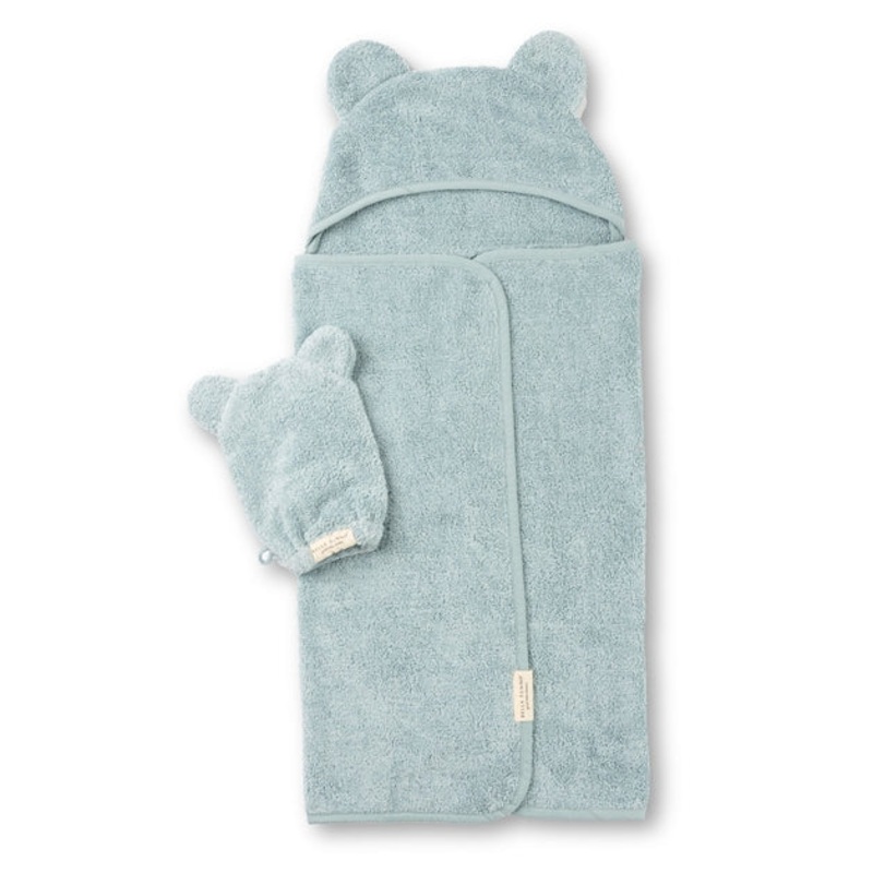 Hooded Towel + Wash Mitt Set – Fog