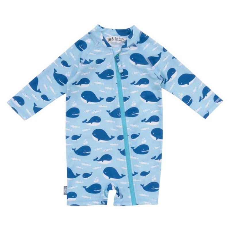 Long Sleeve UV Jumpsuit – Blue Whale 6-12m