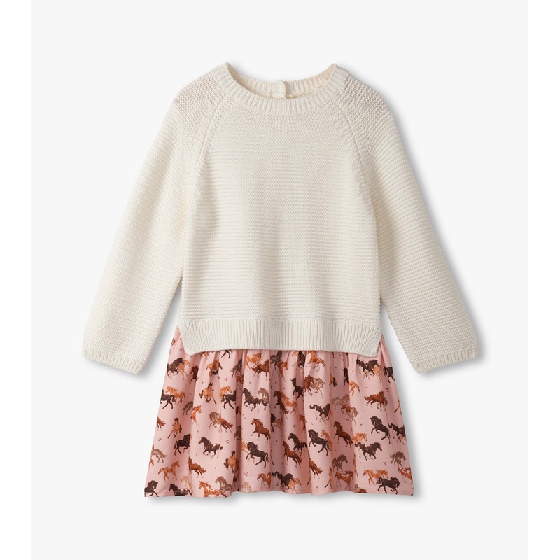 Mixed Media Sweater Dress – Tinsel Horses 12-18m