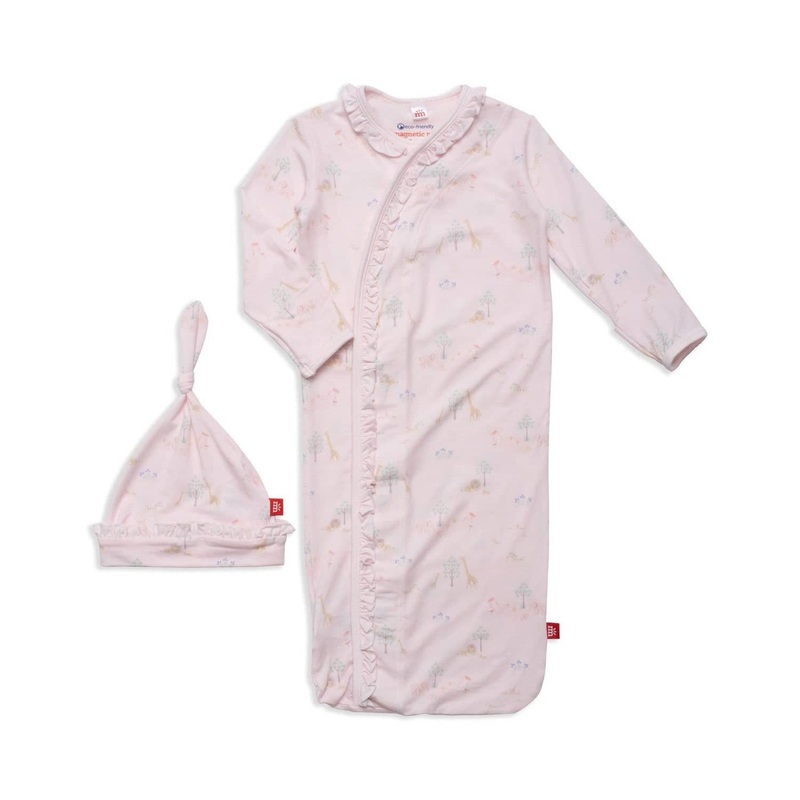 Modal Magnetic Ruffle Gown & Hat – Pink Serene Safari NB-3m
