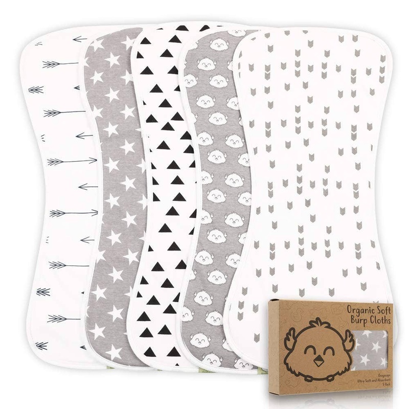 Organic Burp Cloths Grayscape – Set of 5
