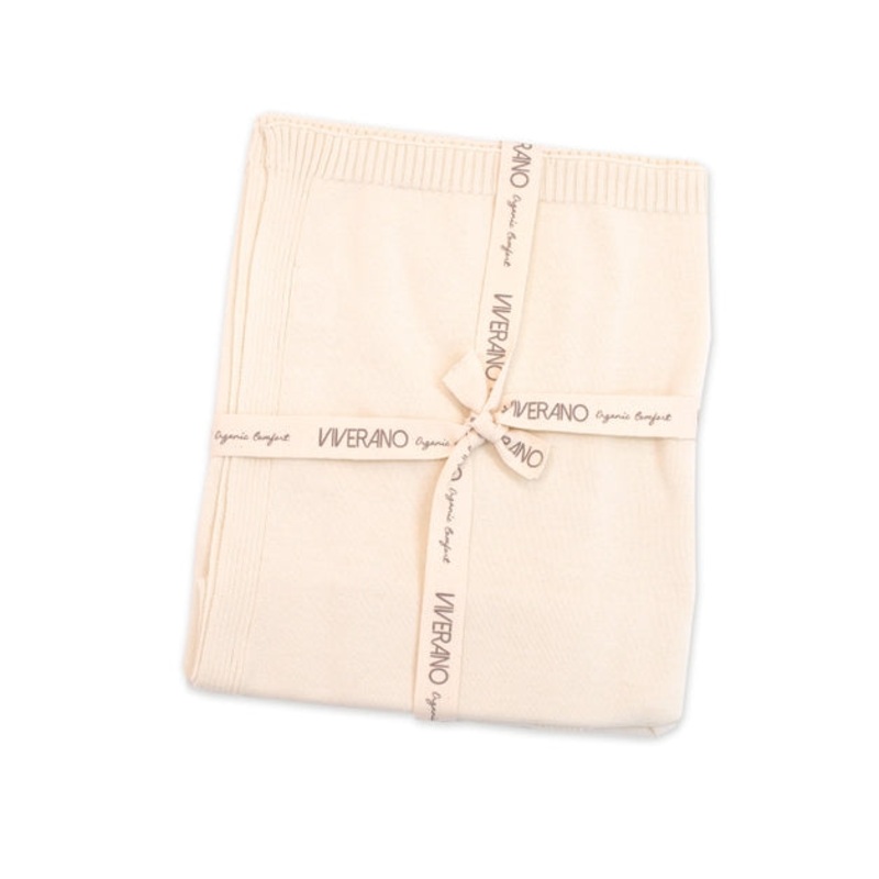 Organic Cotton Milan Pastel Baby Blanket Sweater Knit – Cream