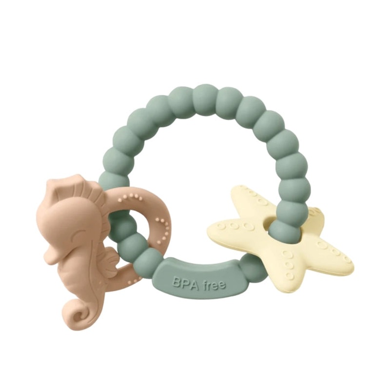 Seahorse Teething Ring – All Silicone – Seafoam